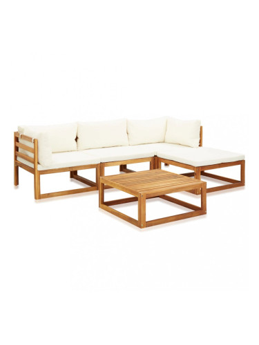 Sonata Градински комплект с възглавници, 5 части, акация масив