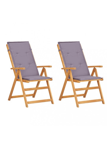 Sonata Накланящи се градински столове, 2 бр, кафяви, акация масив