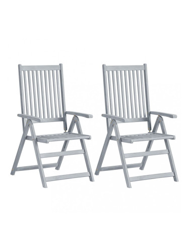 Sonata Градински накланящи се столове, 2 бр, сиви, акация масив