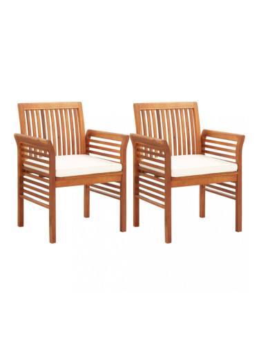 Sonata Градински трапезни столове с възглавници, 2 бр, акация масив