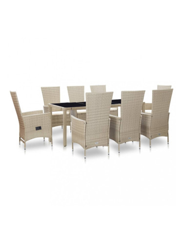 Sonata Градински комплект с възглавници, 9 части, бежов полиратан