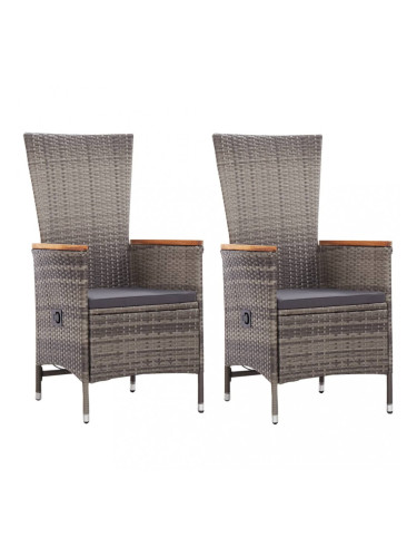 Sonata Външни столове с възглавници, 2 бр, полиратан, сиви