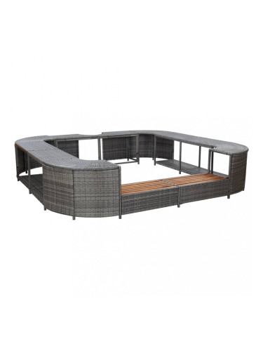 Sonata Квадратен спа съраунд, сив, 268x268x55 см, полиратан