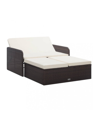 Sonata Градински комплект с възглавници, 2 части, кафяв полиратан