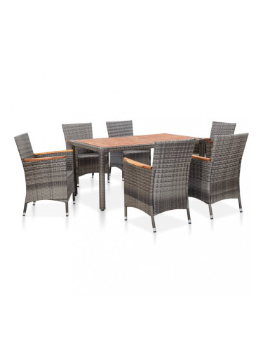 Sonata Градински комплект с възглавници, 7 части, полиратан, сив