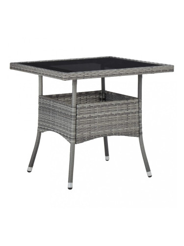 Sonata Градинска трапезна маса, сива, полиратан и стъкло