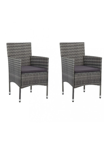 Sonata Градински трапезни столове, 2 бр, полиратан, сиви