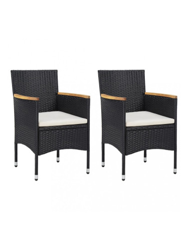 Sonata Градински трапезни столове, 2 бр, полиратан, черни