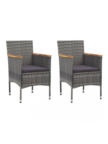 Sonata Градински трапезни столове, 2 бр, полиратан, сиви