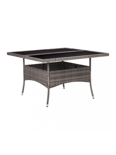 Sonata Градинска трапезна маса, сива, полиратан и стъкло