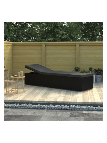 Sonata Шезлонг с шалте, полиратан, черен