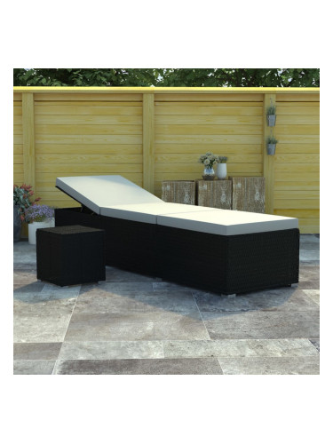 Sonata Шезлонг с шалте и маса за чай, полиратан, кремавобял