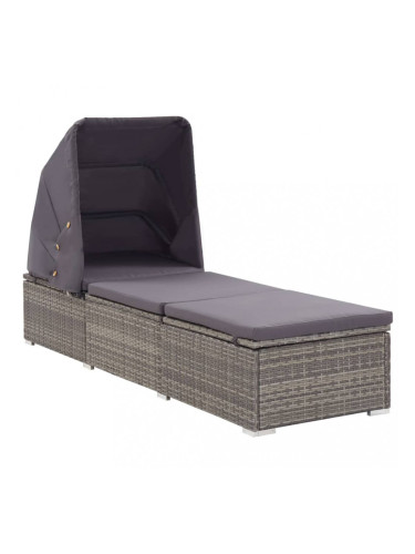 Sonata Шезлонг с шалте и навес, полиратан, сив