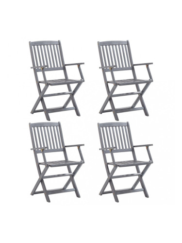 Sonata Сгъваеми градински столове, 4 бр, акация масив