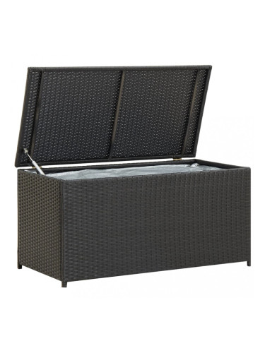 Sonata Градински сандък за съхранение, полиратан, 100x50x50 см, черен