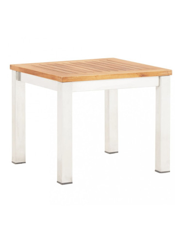 Sonata Градинска странична маса 45x45x38 см акация масив и инокс