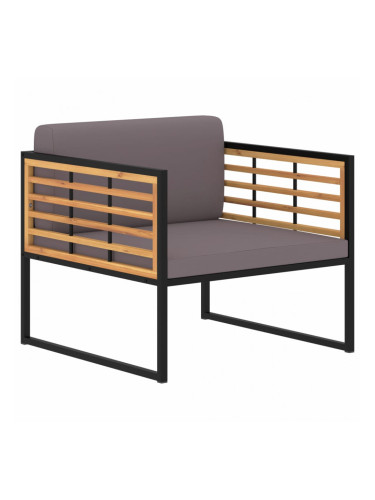 Sonata Градински столове с възглавници, 2 бр, акация масив, тъмносиви