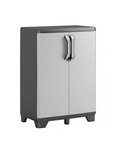 Keter Нисък шкаф Gear, черно и сиво, 68x39x97 см