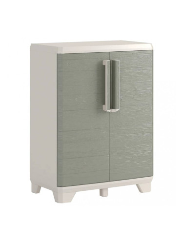 Keter Нисък шкаф Wood Grain, кремаво и таупе, 68x39x97 см