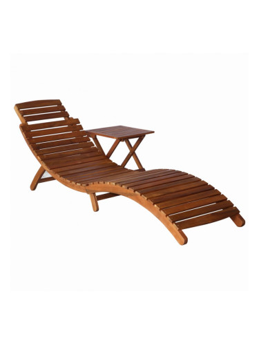 Sonata Шезлонг с маса, акациево дърво масив, кафяв