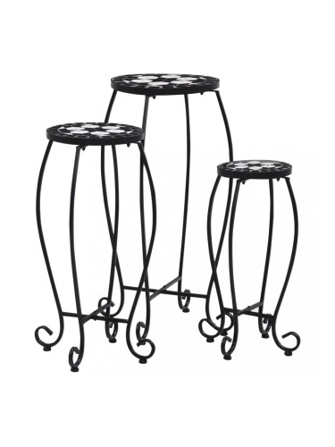 Sonata Мозаечни маси, 3 бр, черно и бяло, керамика