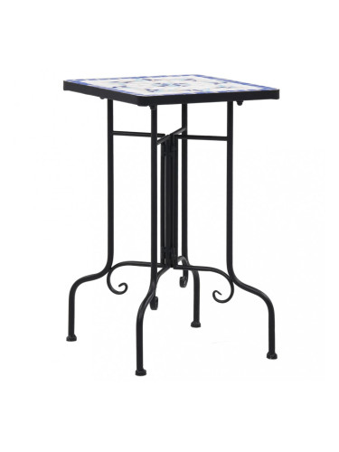 Sonata Мозаечна странична маса, синьо и бяло, керамика