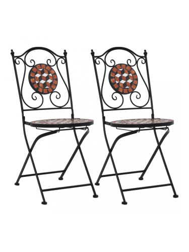 Sonata Мозаечни бистро столове, 2 бр, кафяви, керамика