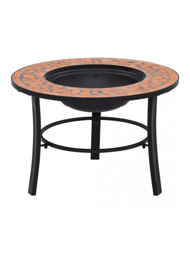 Sonata Мозаечна маса с огнище, теракота, 68 см, керамика