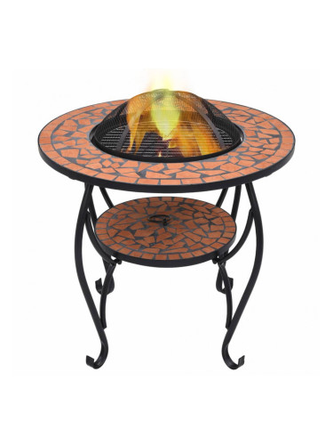 Sonata Мозаечна маса с огнище, теракота, 68 см, керамика