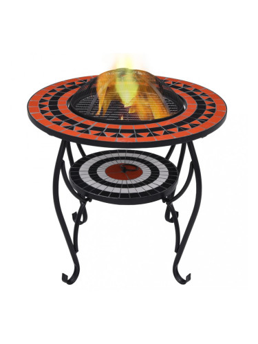 Sonata Мозаечна маса с огнище, теракота и бяло, 68 см, керамика