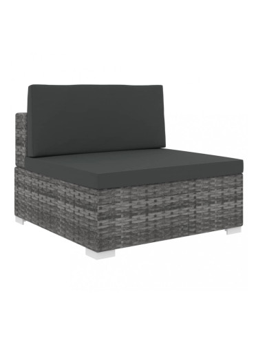 Sonata Модулен междинен фотьойл с възглавници, 1 бр, полиратан, сив