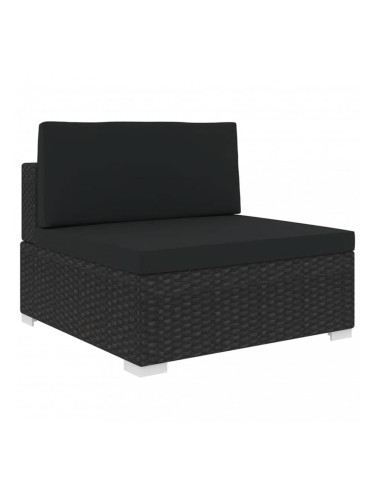 Sonata Модулен междинен фотьойл с възглавници, 1 бр, полиратан, черен
