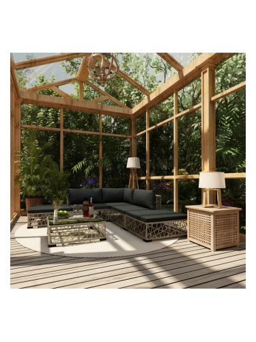 Sonata Градински комплект с възглавници, 6 части, полиратан, сив