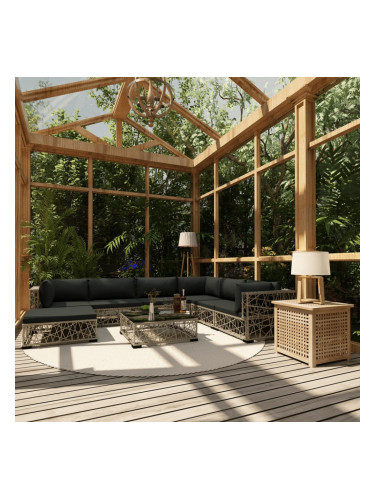 Sonata Градински комплект с възглавници, 8 части, полиратан, сив