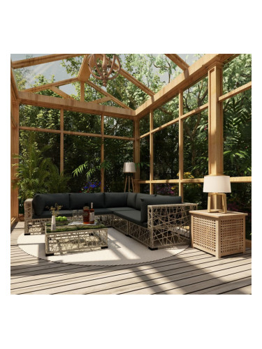 Sonata Градински комплект с възглавници, 6 части, полиратан, сив