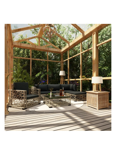 Sonata Градински комплект с възглавници, 6 части, полиратан, сив