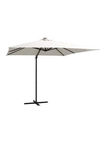 Sonata Чадър чупещо рамо LED лампи и стоманен прът 250x250 см пясъчен