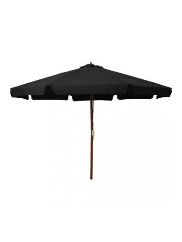 Sonata Градински чадър с дървен прът, 330 см, черен