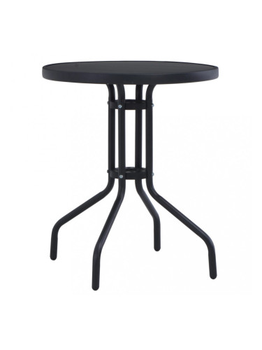 Sonata Градинска маса, черна, 60 см, стомана и стъкло