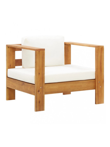 Sonata Градински стол с кремава възглавница, акация масив