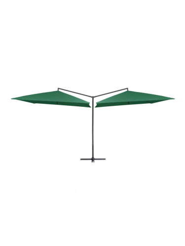 Sonata Двоен чадър със стоманен прът, 250x250 см, зелен