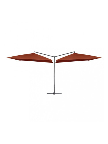 Sonata Двоен чадър със стоманен прът, 250x250 см, теракота