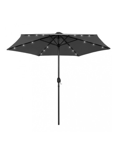 Sonata Чадър с LED светлини и алуминиев прът, 270 см, антрацит