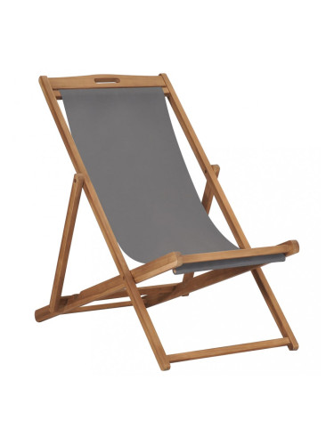 Sonata Сгъваем плажен стол, тиково дърво масив, сив