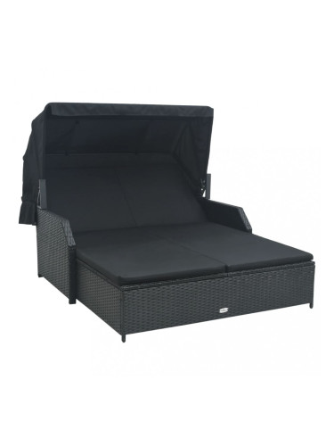 Sonata 2-местен шезлонг със сенник, полиратан, сив