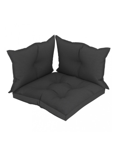 Sonata Палетни възглавници за диван, 3 бр, черни, текстил