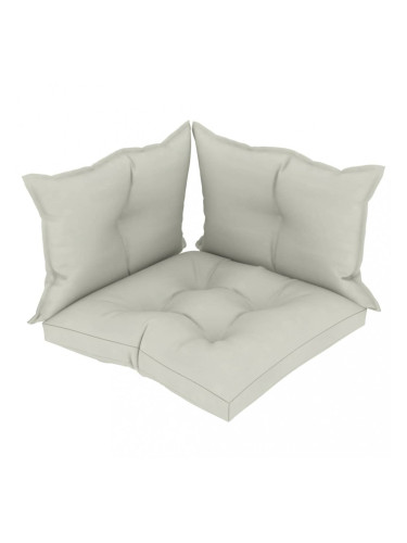 Sonata Палетни възглавници за диван, 3 бр, бежови, текстил