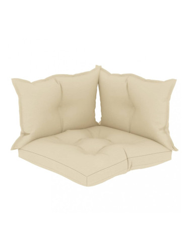 Sonata Палетни възглавници за диван, 3 бр, кремави, текстил