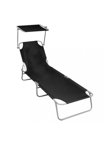 Sonata Сгъваем шезлонг с козирка, черен, алуминий