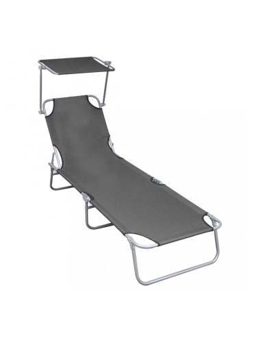 Sonata Сгъваем шезлонг с козирка, сив, алуминий